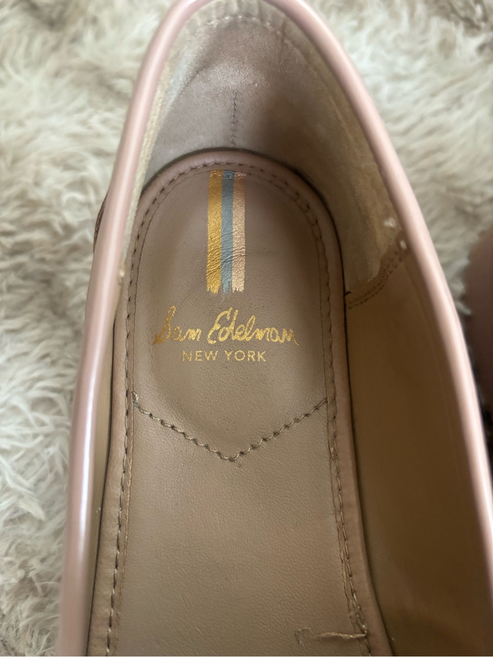 Sam Edelman Women's Blush Pink Lug-Sole Loafer with Gold Bit - Picture 5 of 6